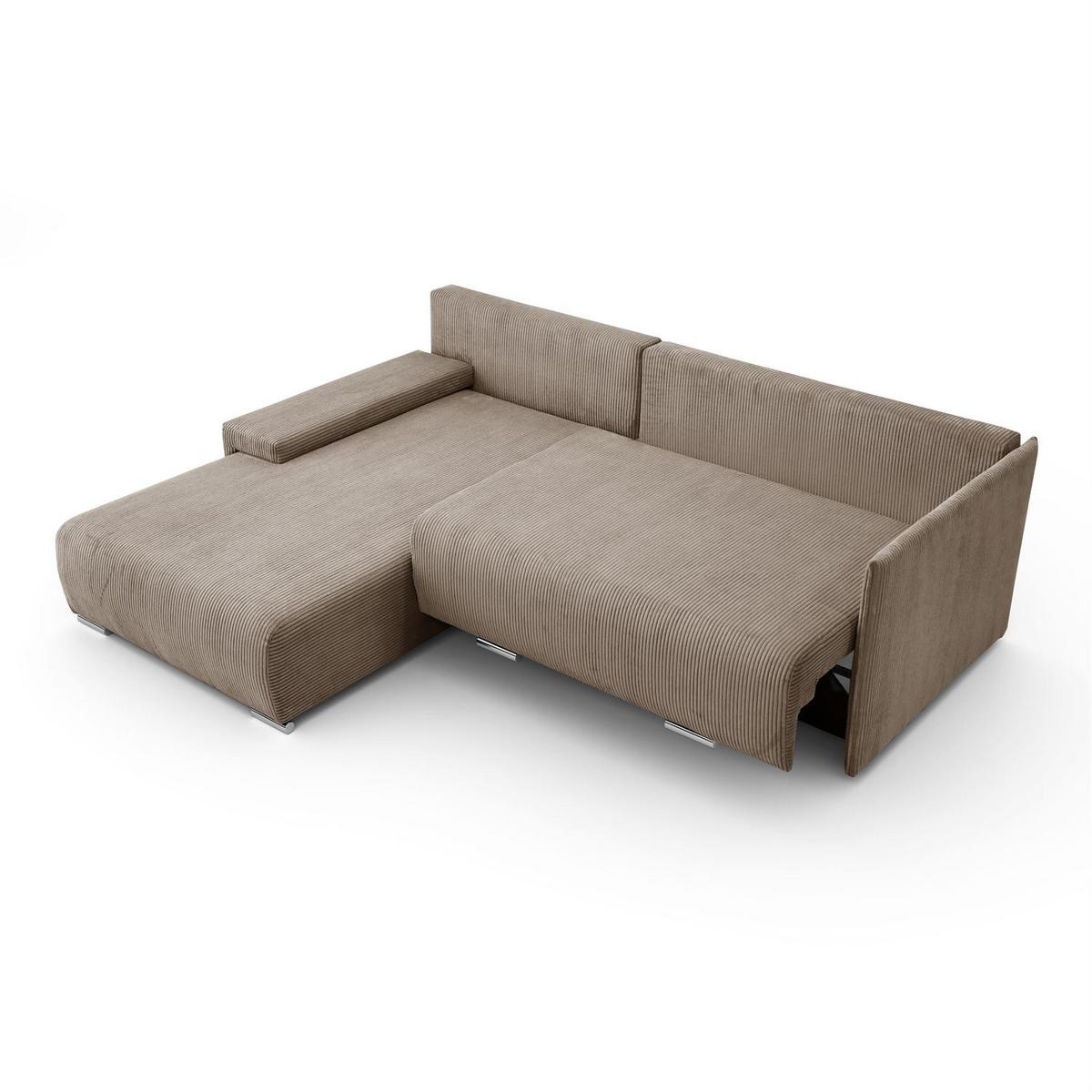 ECKSOFA LAVIO L mit Schlaffunktion und Bettzeugkasten Linke - Braun, Textil (246/188cm) - Lookway