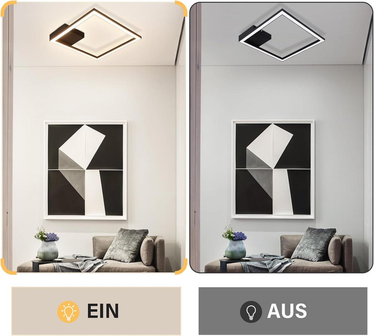 LED-DECKENLEUCHTE Wehrfluch 29.4/3.8/29.4 cm - Schwarz, Metall (29.4/29.4/3.8cm) - ZMH