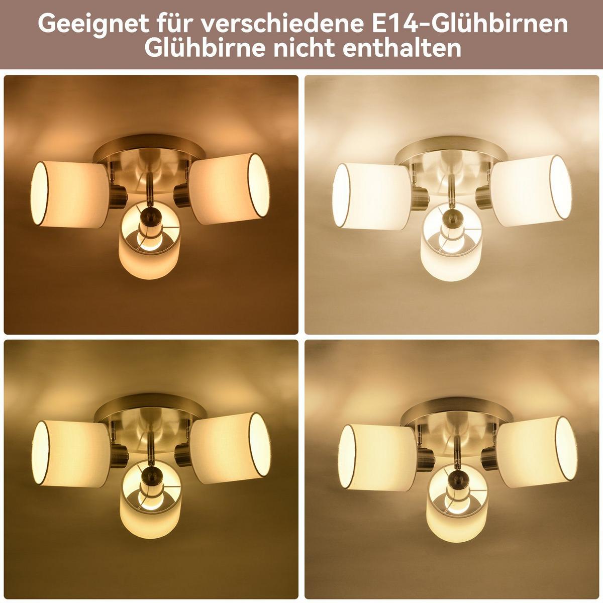 DECKENSTRAHLER Brand 3-flammig 25/25/21 cm - Silberfarben, Textil (25/25/21cm) - Nettlife