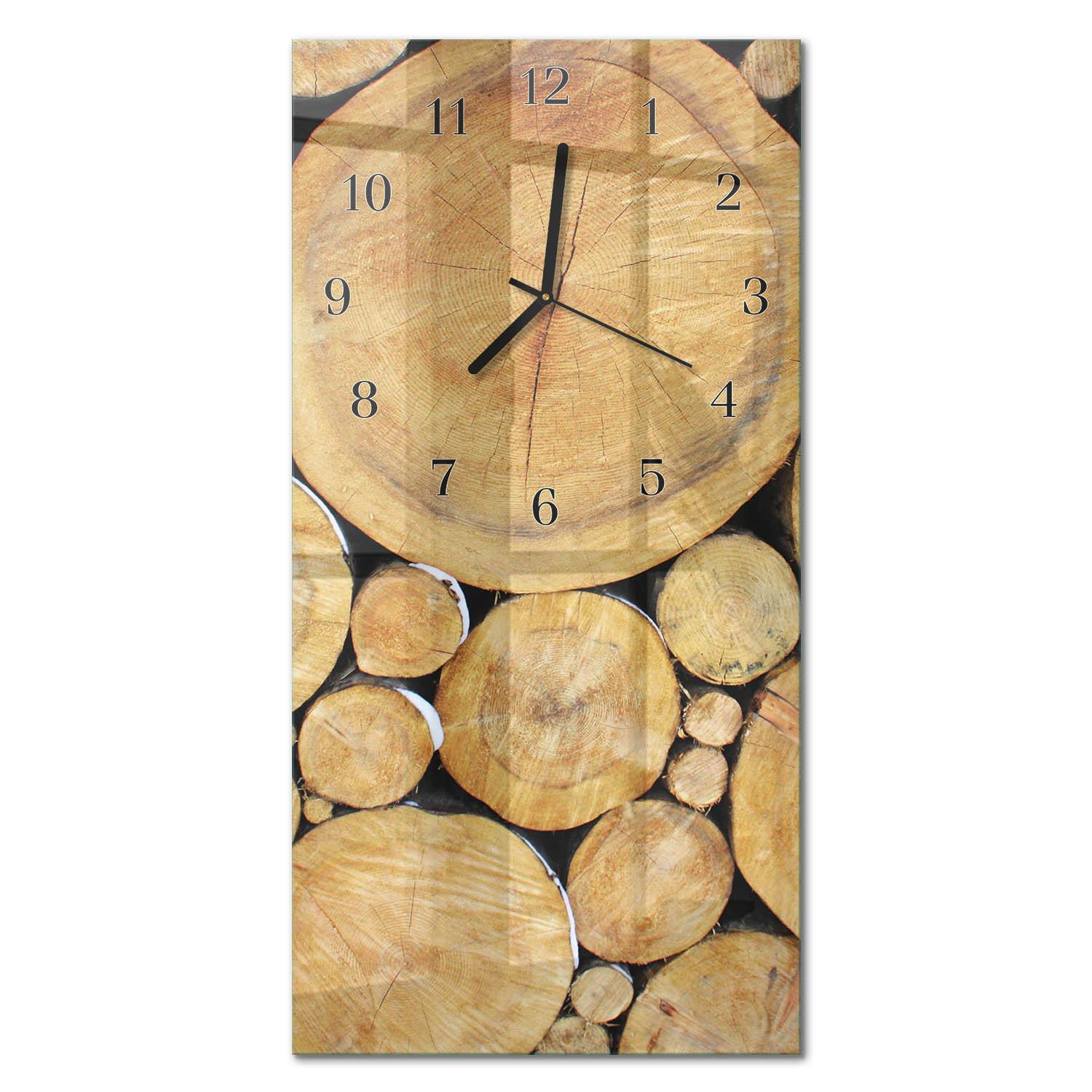 WANDUHR aus Glas 30x60 cm - Holz - Braun, Glas (30/60/0.4cm) - TULUP