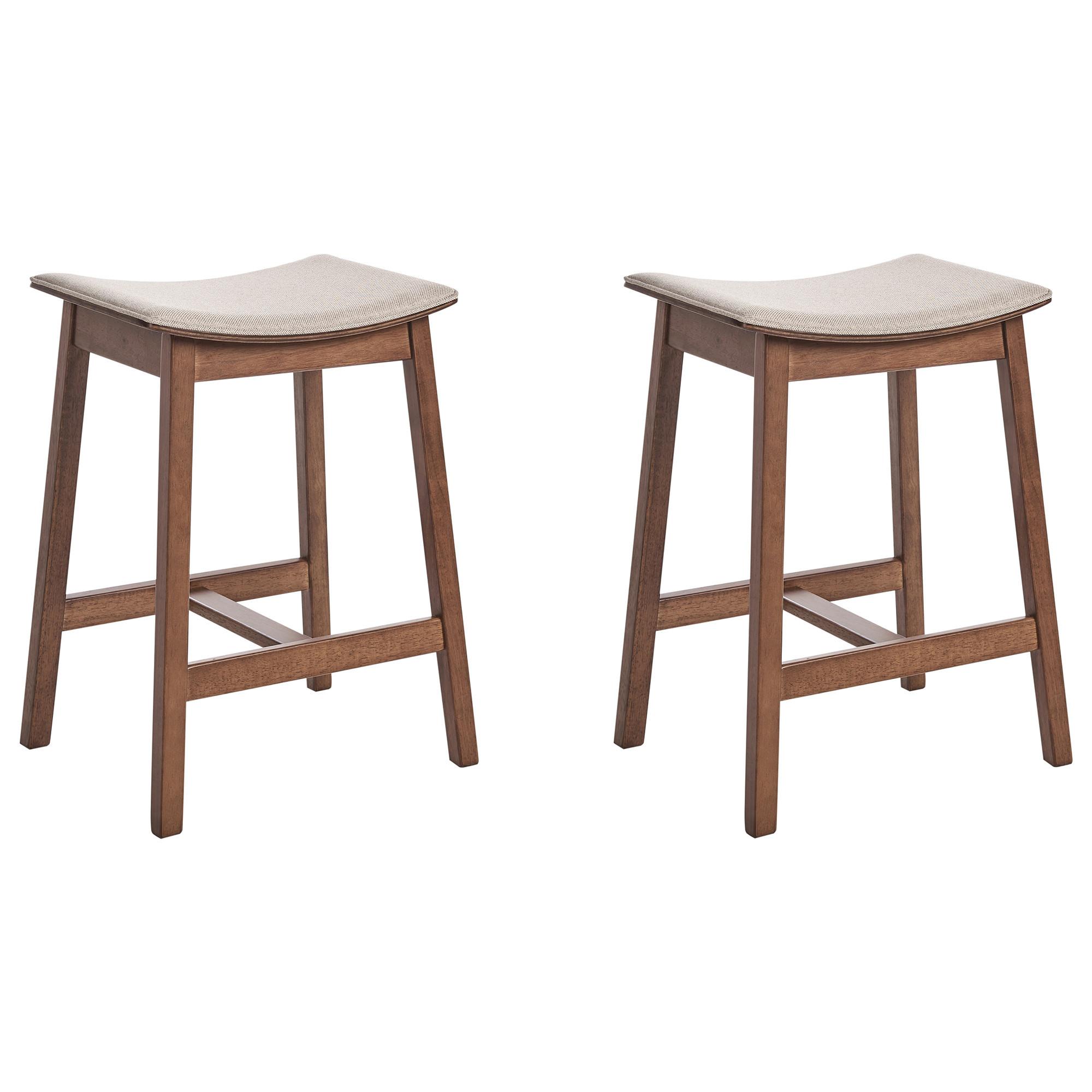 BARHOCKERN 2er-Set Beige Dixon - Beige/Dunkelbraun, Holz (45/63/39cm) - Beliani