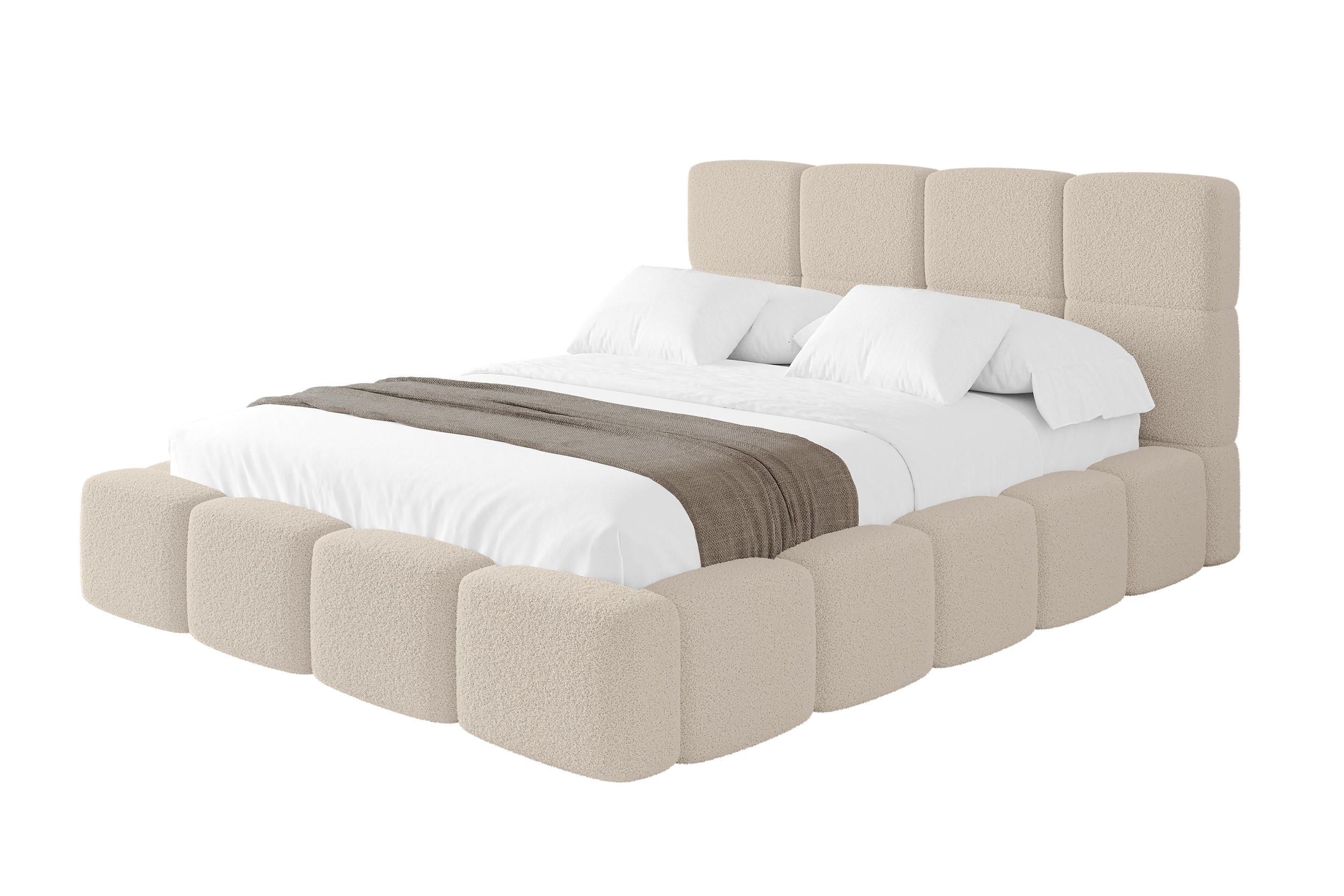 POLSTERBETT mit Bettkasten und Lattenrost mit Kopfteil, Boxbett ohne Matratze, mit Stauraum - NATA 200x200 Dunkelbeige - Hellbraun, Holzwerkstoff/Textil (200/200cm) - ALTDECOR