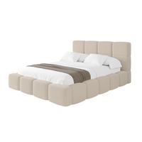 POLSTERBETT mit Bettkasten und Lattenrost mit Kopfteil, Boxbett ohne Matratze, mit Stauraum - NATA 200x200 Dunkelbeige - Hellbraun, Holzwerkstoff/Textil (200/200cm) - ALTDECOR