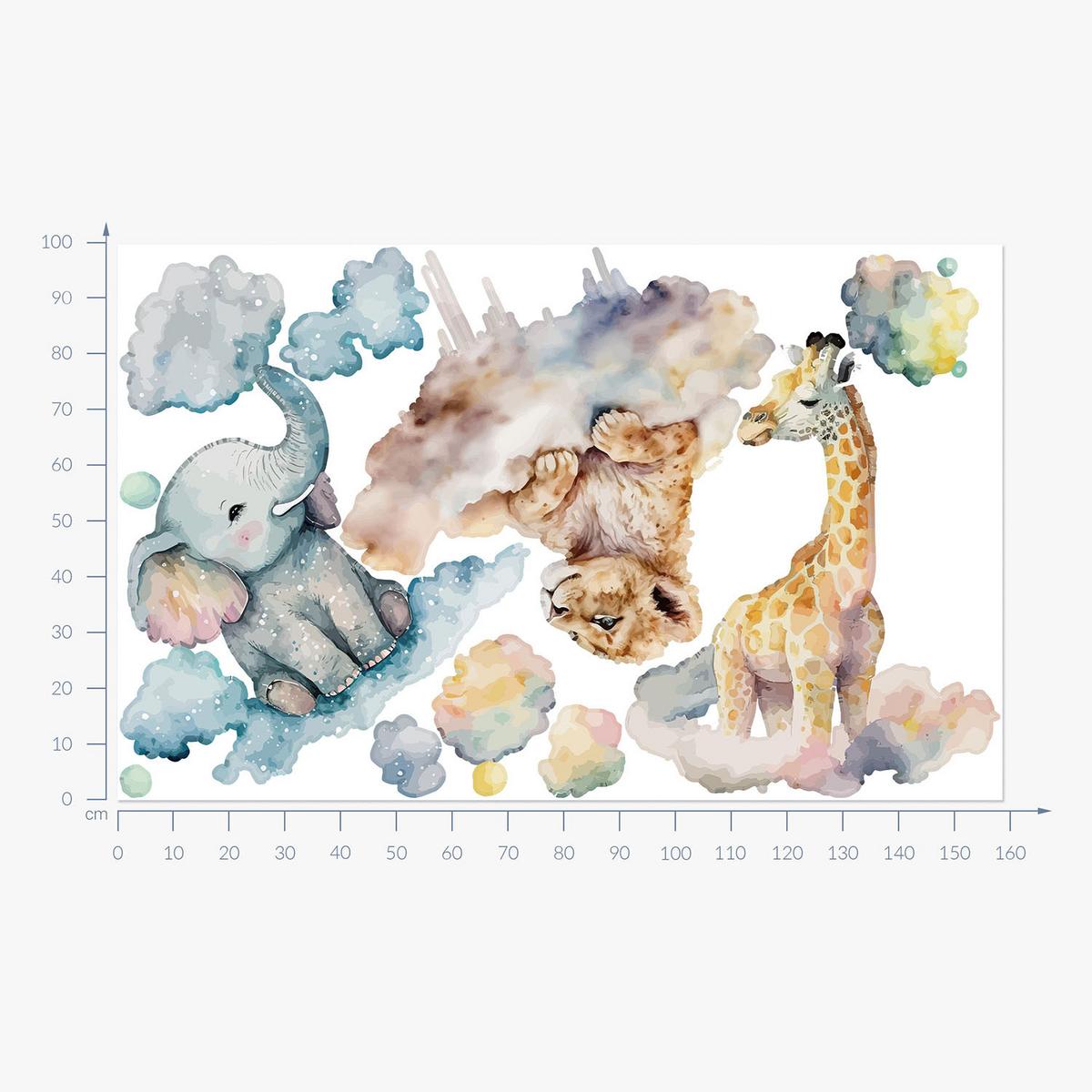 WANDAUFKLEBER 100x159cm - Wildtiere - Multicolor, Kunststoff (100/159/0.1cm) - Wallfluent