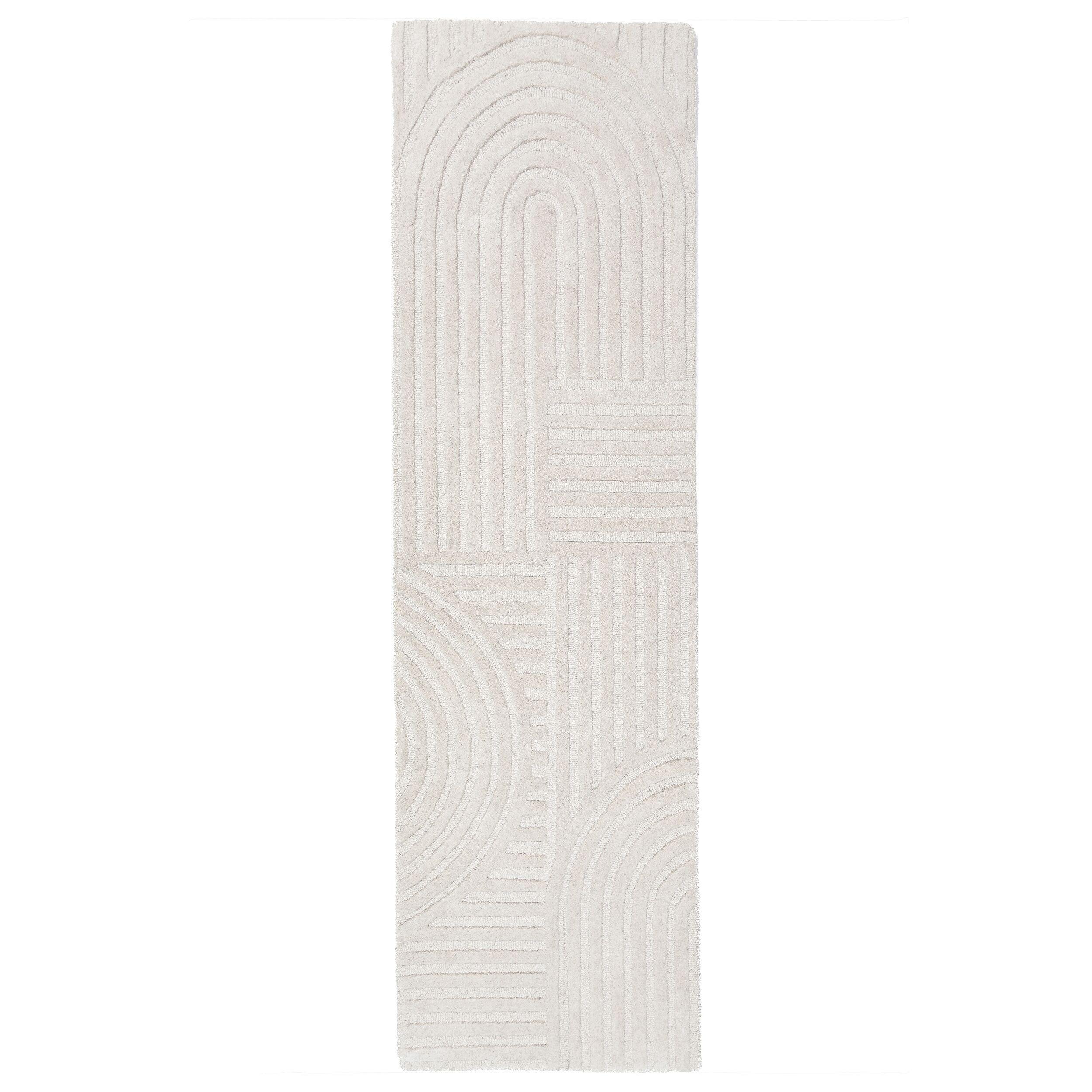 TEPPICH aus Wolle LEVEN in Elfenbein, geometrisch, 60 x 230 cm - Champagner, Textil (60/230cm) - KADIMA DESIGN