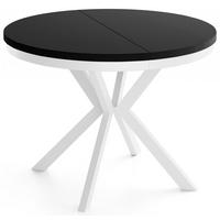 ESSTISCH Cloud runder ausziehbarer, Schwarz 100-180/100/76 cm - Schwarz/Weiß, Holzwerkstoff/Metall (100/180/76cm) - WFL GROUP