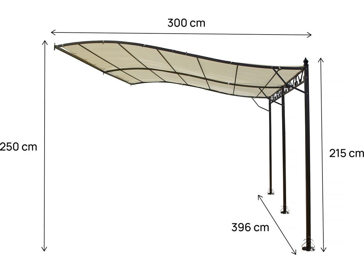 PERGOLA - MARKISE pergola tonnelle adossée en métal - 3 x 4 m - beige beige - Beige, Metall (300/250/396cm) - Habitat Garten