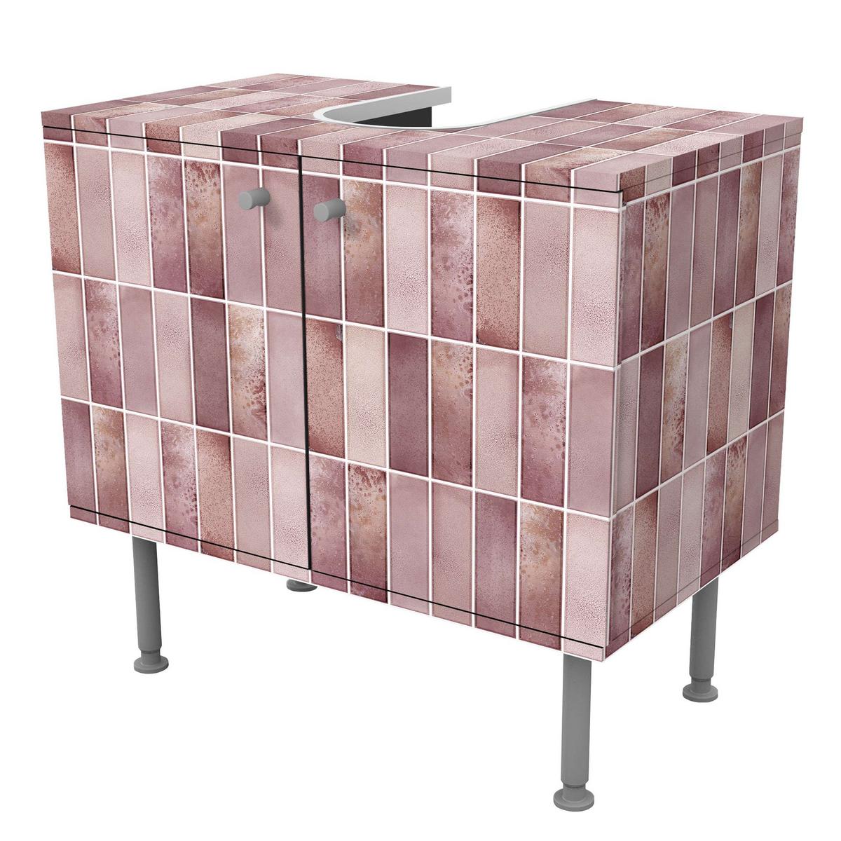 WASCHBECKENUNTERSCHRANK Metro Fliesen Keramikoptik Rosa 60/55/35 cm - Rosa, Holzwerkstoff (60/55/35cm) - Bilderwelten