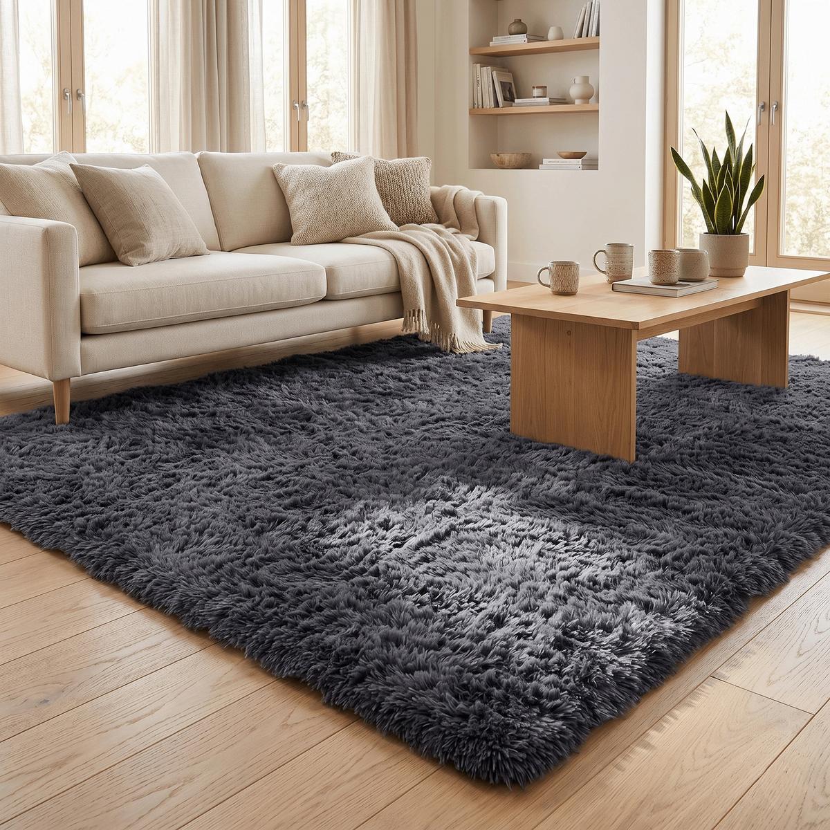 HOCHFLOR SHAGGY TEPPICH FLUFFY - Anthrazit, Textil (120/170cm) - Pergamon
