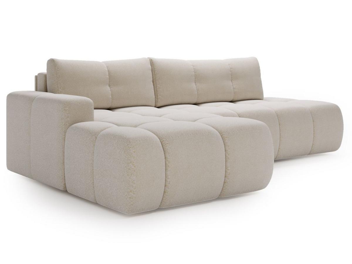 ECKSOFA Montero Bouclé-Stoff Creme Links - Creme, Holz/Textil (280/177cm) - Graingold