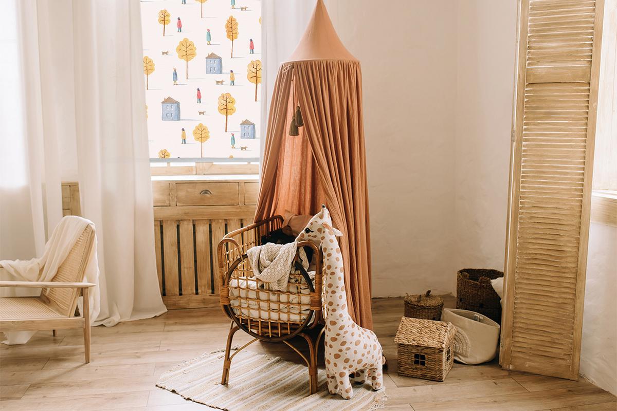 INNENROLLO - Fensterrollo - Rollo - 140x140 cm - Häuser zwischen den Bäumen - Gelb, Kunststoff (140/140/0.5cm) - TULUP