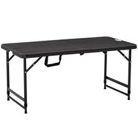 GARTENTISCH, Dunkelgrau, Stahl, HDPE - Dunkelgrau, Metall (118/60/74cm) - Outsunny