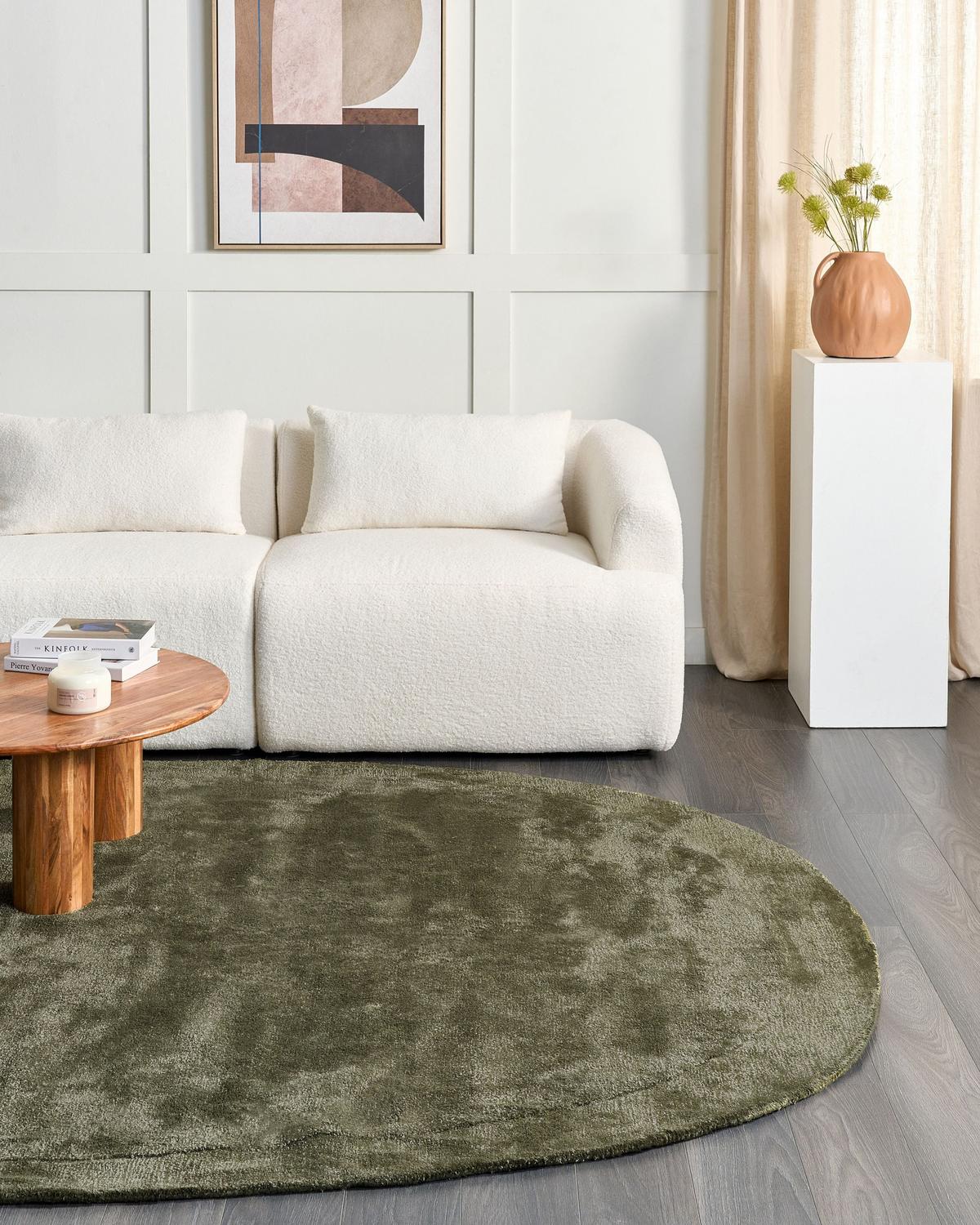TEPPICH Olivgrün 200/300 cm Viskose Mitha - Grün, Textil (200/300cm) - Beliani