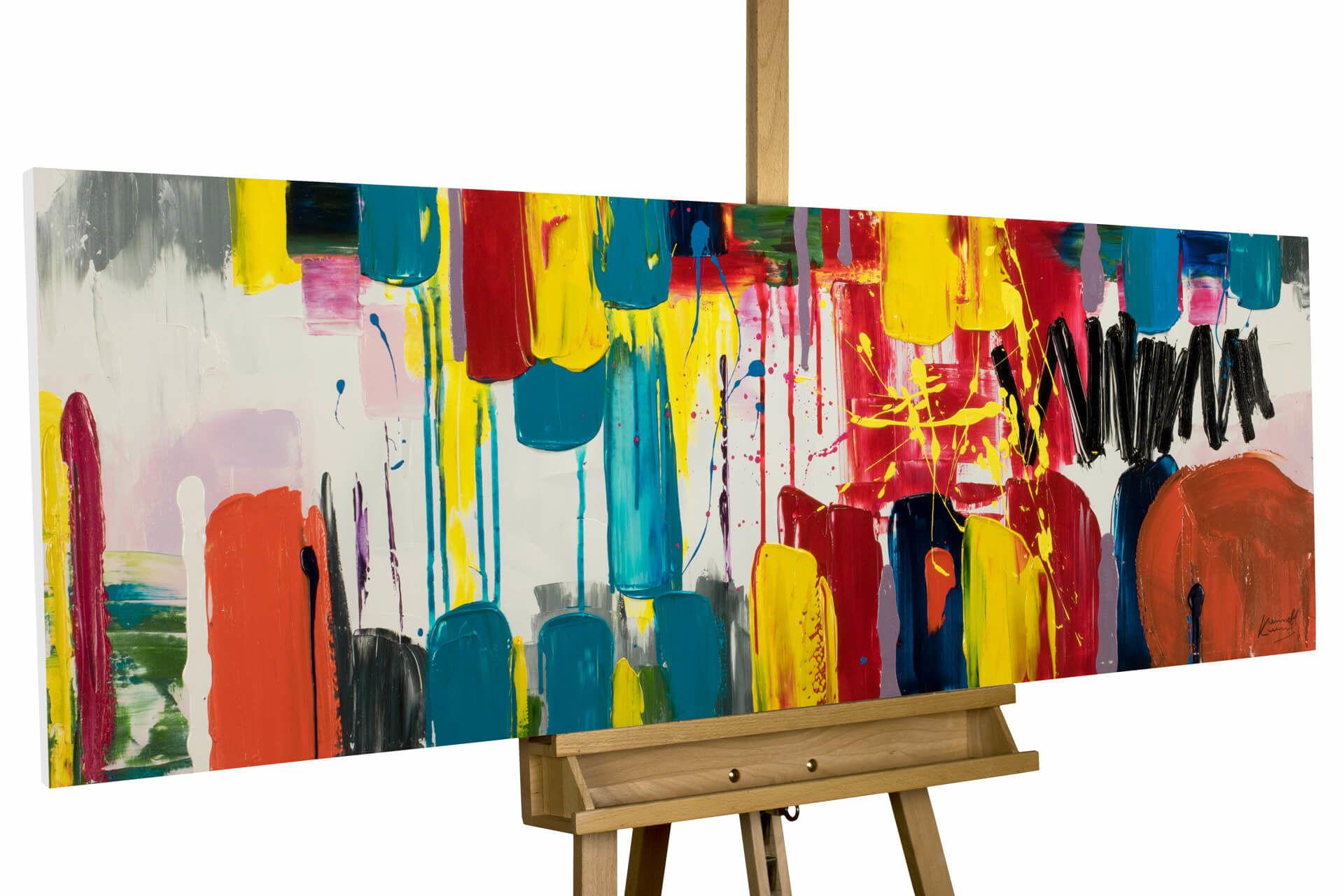 ACRYLBILD HANDGEMALT 150/50 cm - Multicolor/Weiß, Holz/Textil (150/50cm) - KUNSTLOFT