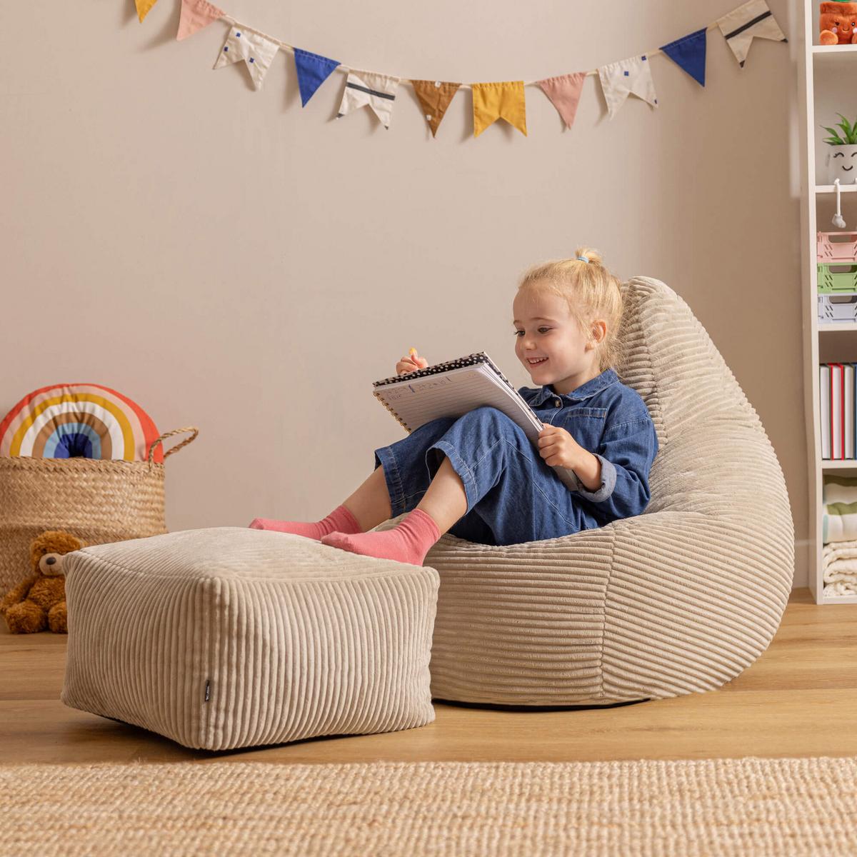 KINDERSITZSACK mit Hocker Dalton Cord - Beige, Textil (69/59/65cm) - icon