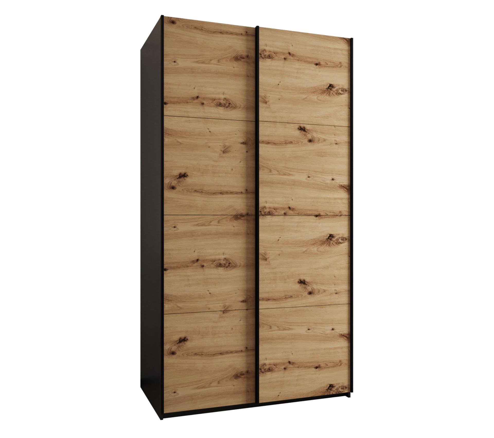 SCHWEBETÜRENSCHRANK 245,5/130/64 2-türig - Schwarz/Eiche Artisan, Holz/Metall (130/245/64cm) - Abiks Möbel