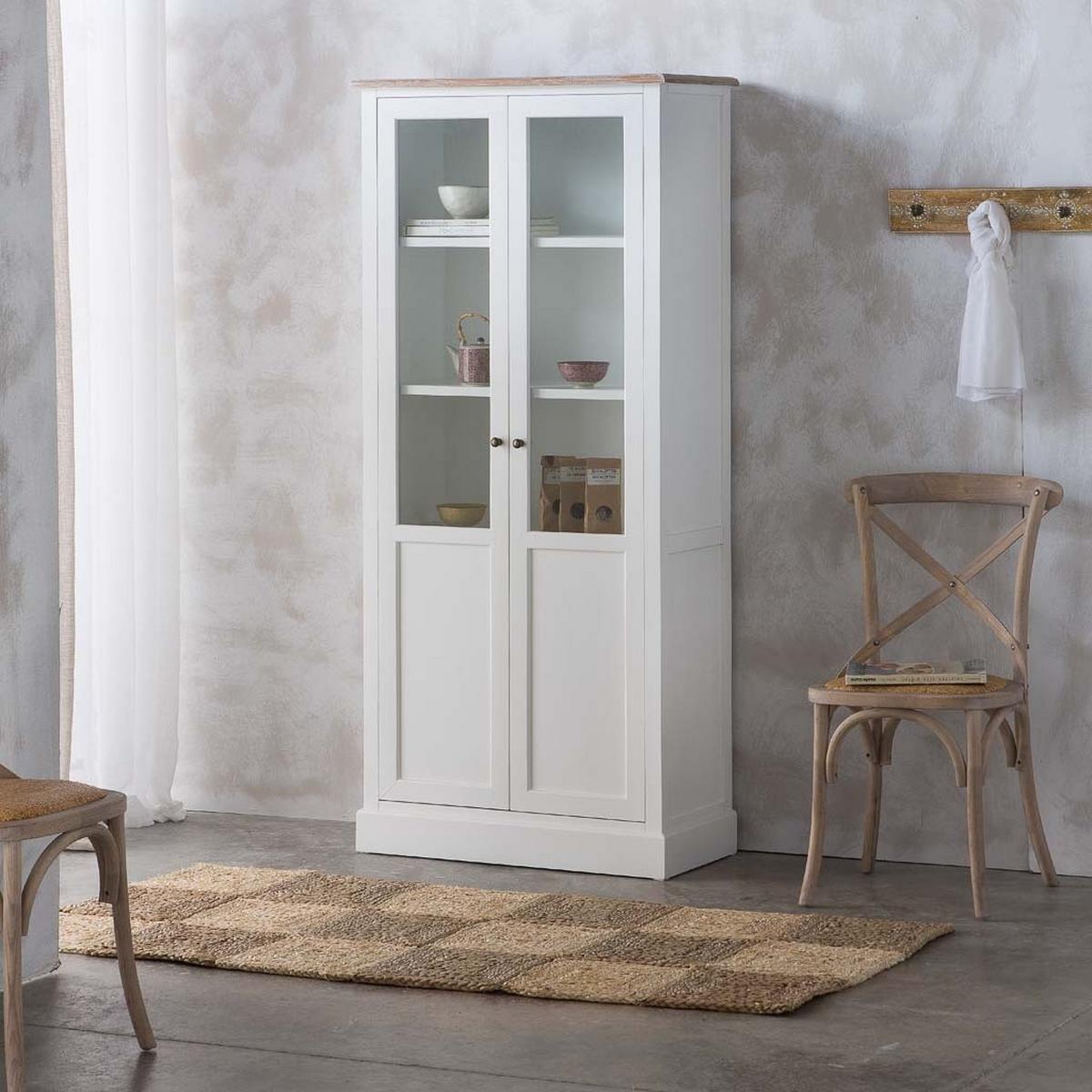 VITRINE aus Holz, weiß, 81x40x180cm - Weiß, Holzwerkstoff (81/180/40cm) - Wanderlust