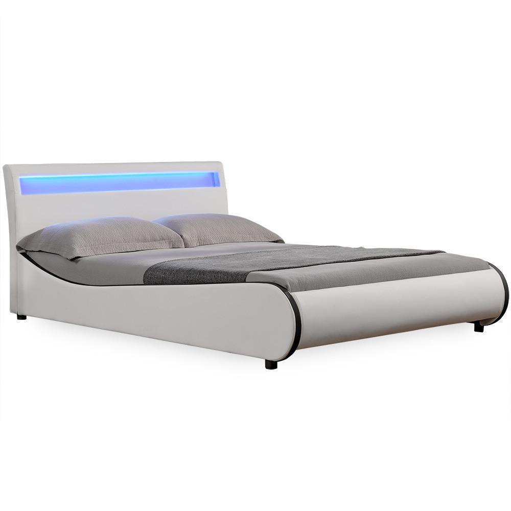POLSTERBETT Valencia mit LED-Beleuchtung - Weiß, Textil (140/200cm) - Corium