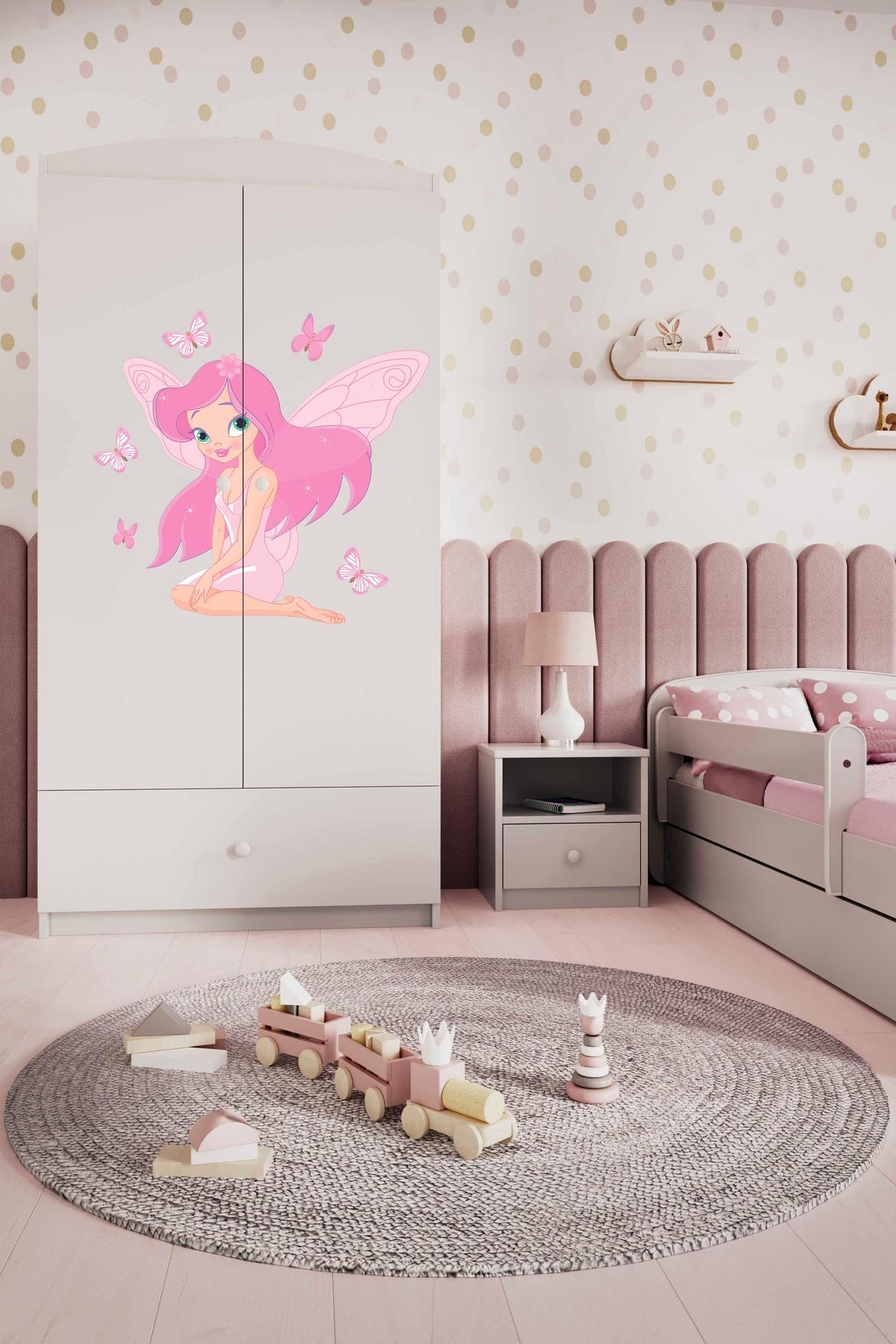KINDERKLEIDERSCHRANK Elfe I - Weiß, Holzwerkstoff (90/175/52cm) - RAUMHIRSCH FURNITURE