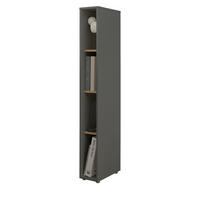 AKTENREGAL Grau matt, Eiche Wotan 20 x 158 cm, Standregal mit 4 Ordnerhöhen - Eichefarben/Schwarz, Holzwerkstoff/Kunststoff (20/158/40cm) - Furn.Design