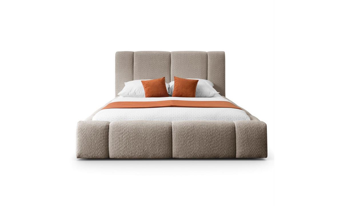 POLSTERBETT ELENA 160x200 cm Dunkelbeige (Anthology 4), 34 Holzlatten, Kopfteil 108 cm - Beige, Textil (160/200cm) - Lookway