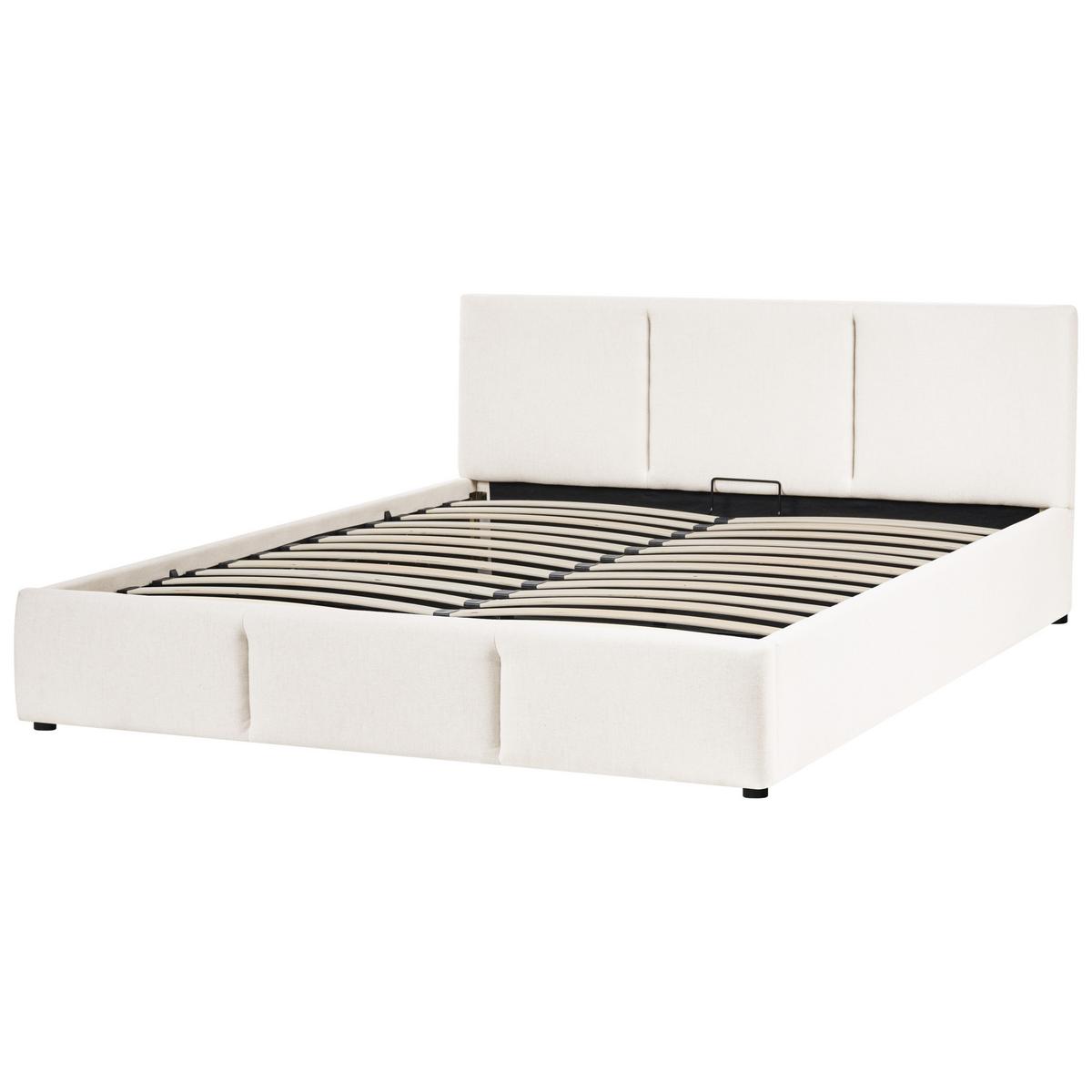 BETT mit Stauraum 160/200 cm Stoff Cremeweiß Bousse - Creme, Textil (160/200cm) - Beliani