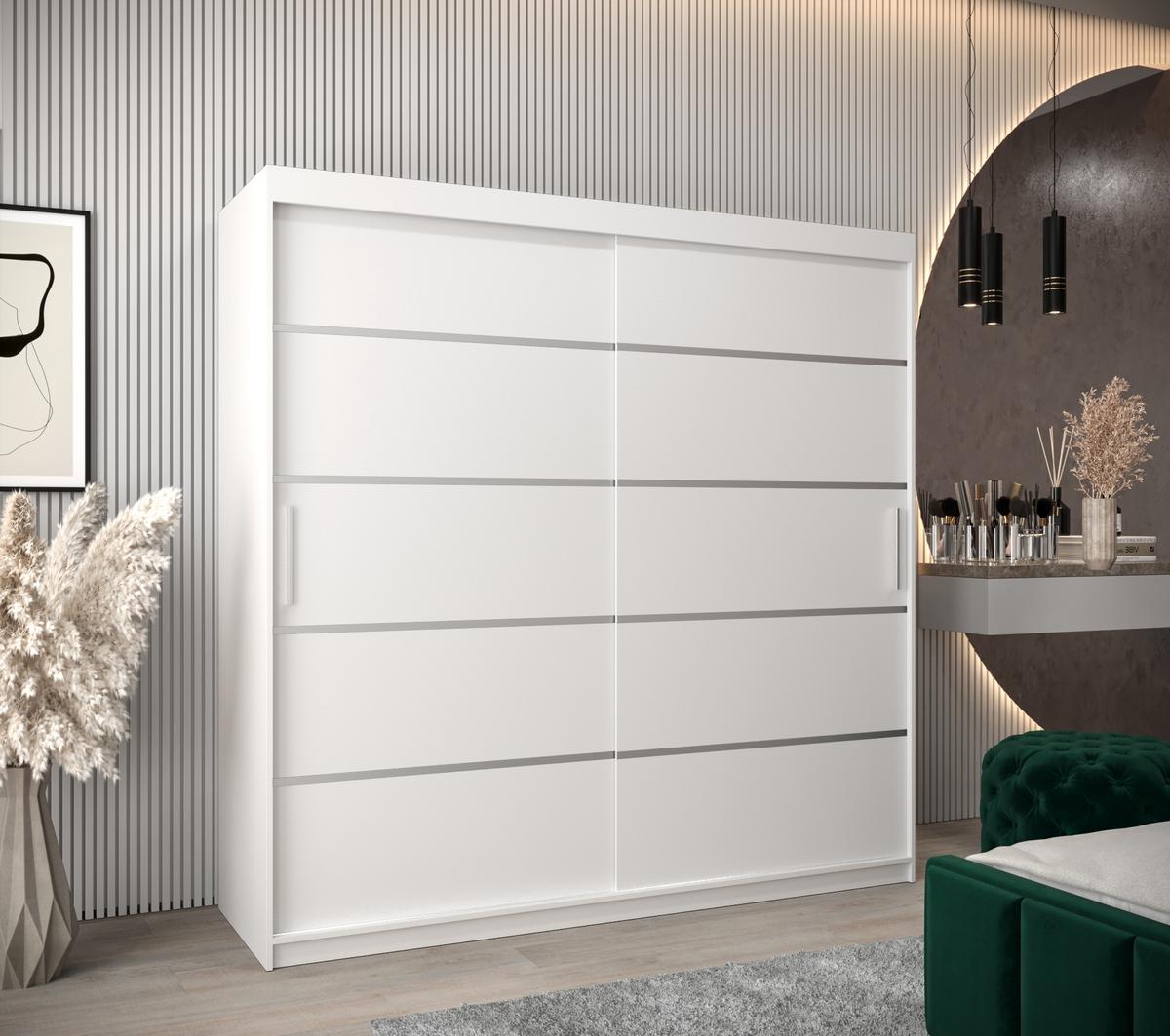 SCHWEBETÜRENSCHRANK 200/200/62 2-türig - Silberfarben/Weiß, Holz/Kunststoff (200/200/62cm) - MÖBEL KRYSPOL