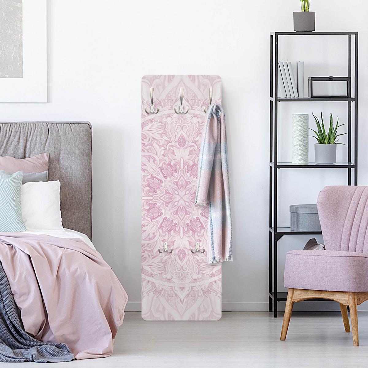 WANDGARDEROBE - Mandala Aquarell Ornament Rosa 34/105 cm - Rosa, Holzwerkstoff (34/105/1.6cm) - Bilderwelten