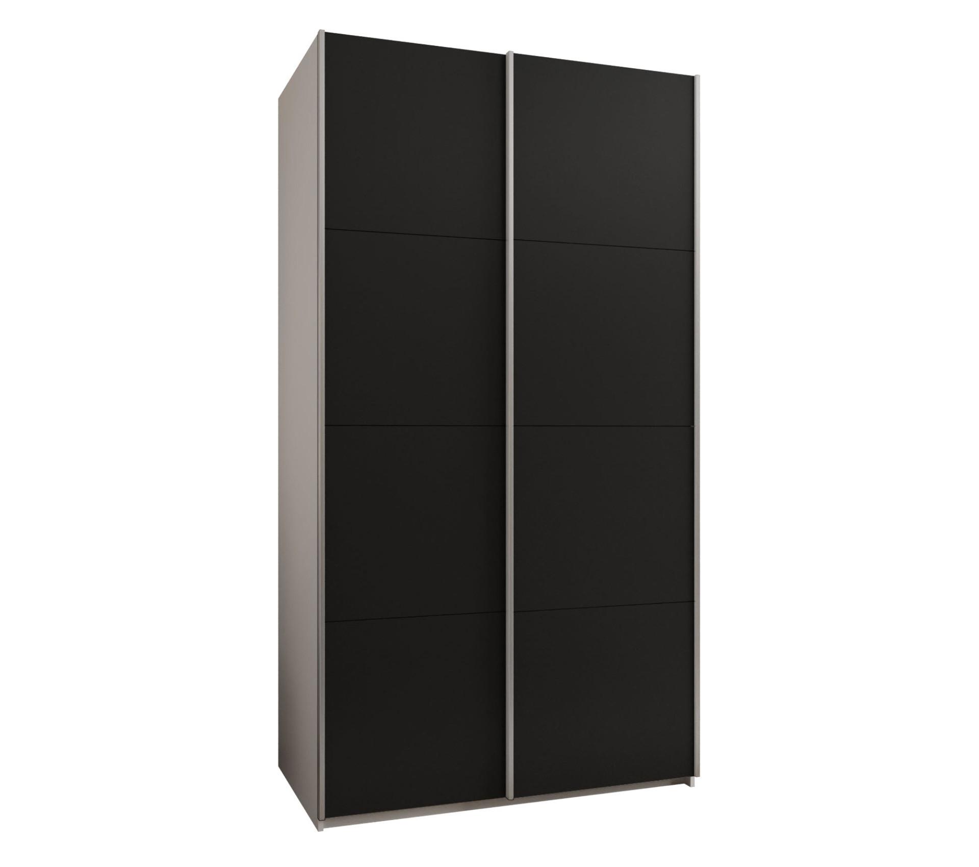 SCHWEBETÜRENSCHRANK 245,5/130/64 2-türig - Silberfarben/Schwarz, Holz/Metall (130/245/64cm) - Abiks Möbel