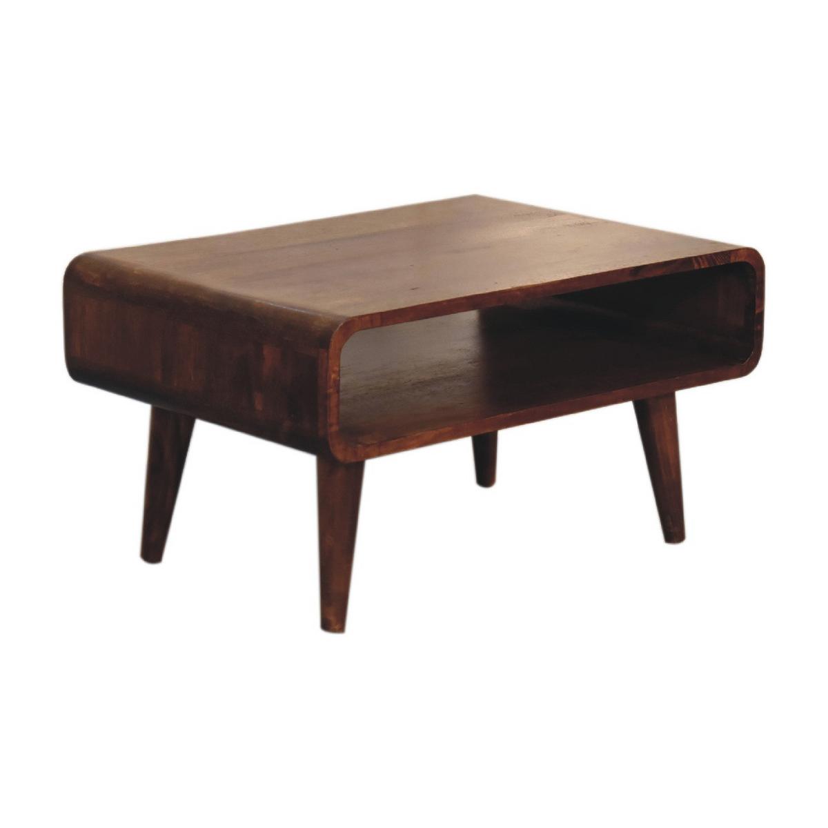 TV-EINHEIT, Massives Holz Offen Kastanienbraun, Offenes Fach, Dunkelbraun - Dunkelbraun/Messingfarben, Mangoholz/Holz (45/65/35cm) - Artisan Furniture