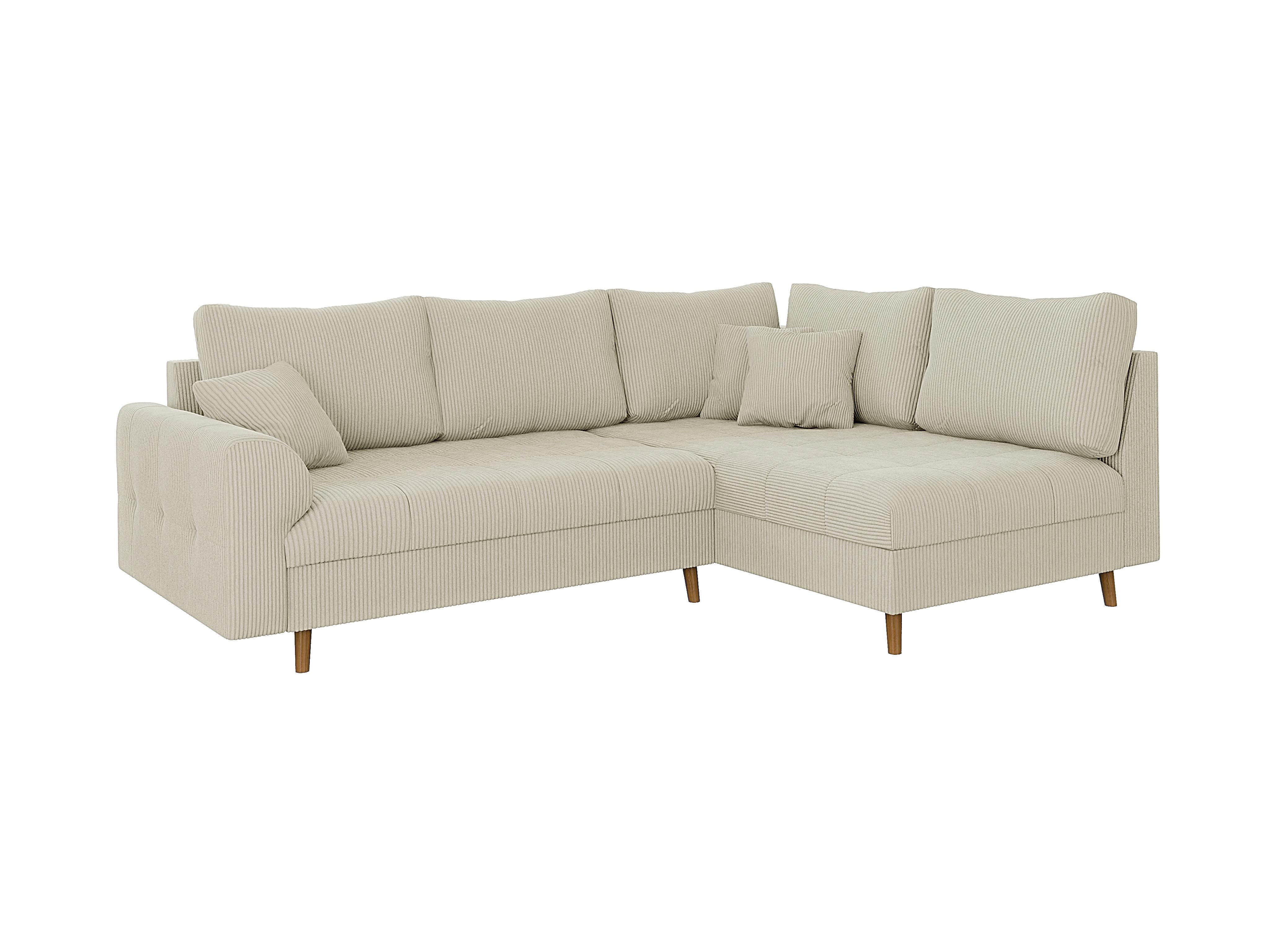 ECKSOFA Alma Beige Cord - Ottomane rechts - Beige/Braun, Holz/Textil (231/161cm) - S-Style Möbel