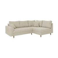 ECKSOFA Alma Beige Cord - Ottomane rechts - Beige/Braun, Holz/Textil (231/161cm) - S-Style Möbel