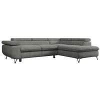 ECKSOFA PEDRO L Grau Struktur - Rechts Seite - Schwarz/Grau, Textil/Metall (273/208cm) - MKS