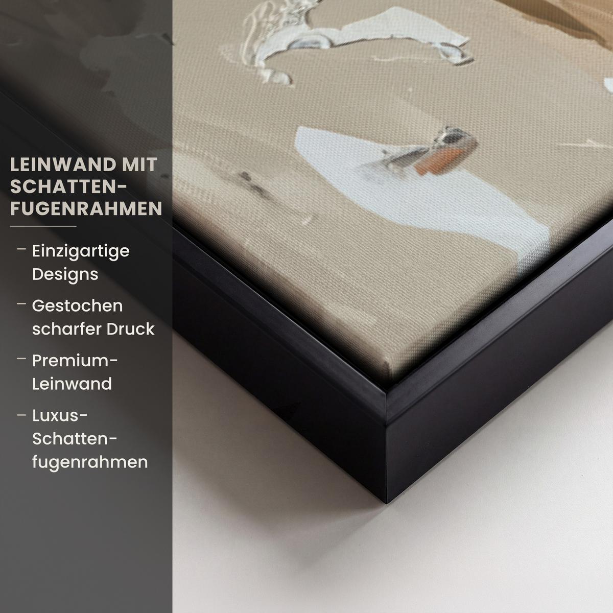 LEINWAND Bilder mit Rahmen - Frau - Farbe - Abstrakt - Beige - Modern - 60x40 - Sandfarben, Textil (60/40cm) - MuchoWow