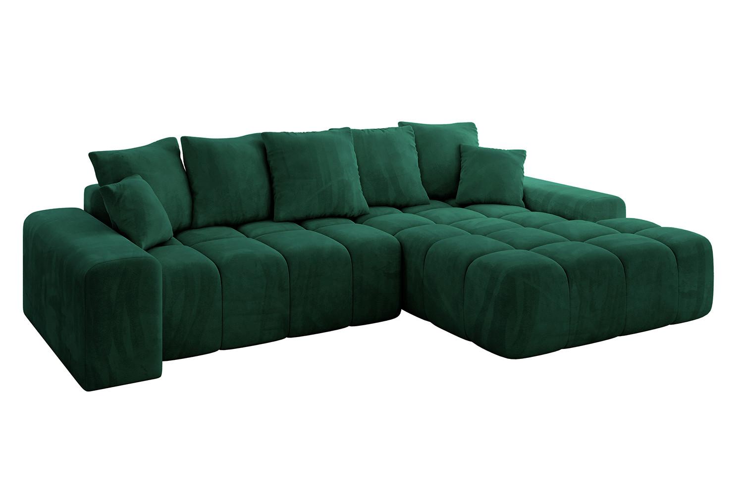 ECKSOFA Ottomane Rechts ENSI-L - 267x164x69 cm Dunkelgrün - Dunkelgrün, Holzwerkstoff/Kunststoff (164/267cm) - ALTDECOR