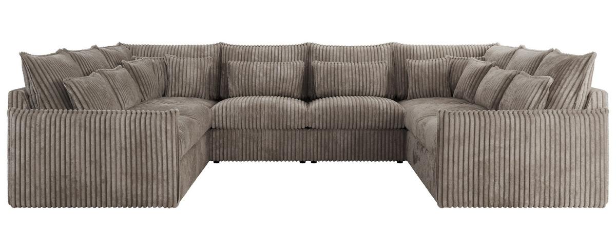 WOHNLANDSCHAFT VERSO U 8M Hellbraun Cord - Hellbraun/Schwarz, Kunststoff/Textil (362/93/270cm) - MKS