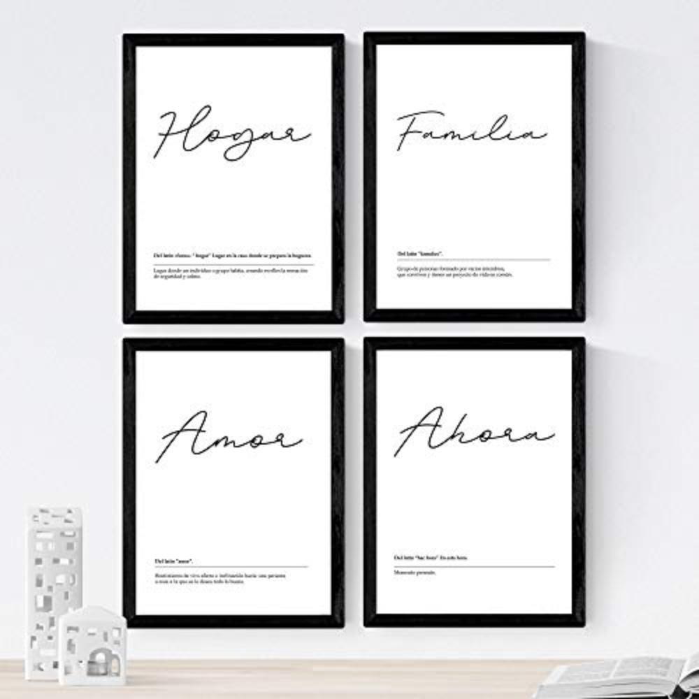 POSTER Set mit 4 schwarzweiß Definitionen von mein Haus A3 Rahmenlos - Klar, Papier (29.7/3cm) - Nacnic
