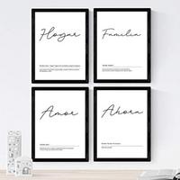 POSTER Set mit 4 schwarzweiß Definitionen von mein Haus A3 Rahmenlos - Klar, Papier (29.7/3cm) - Nacnic