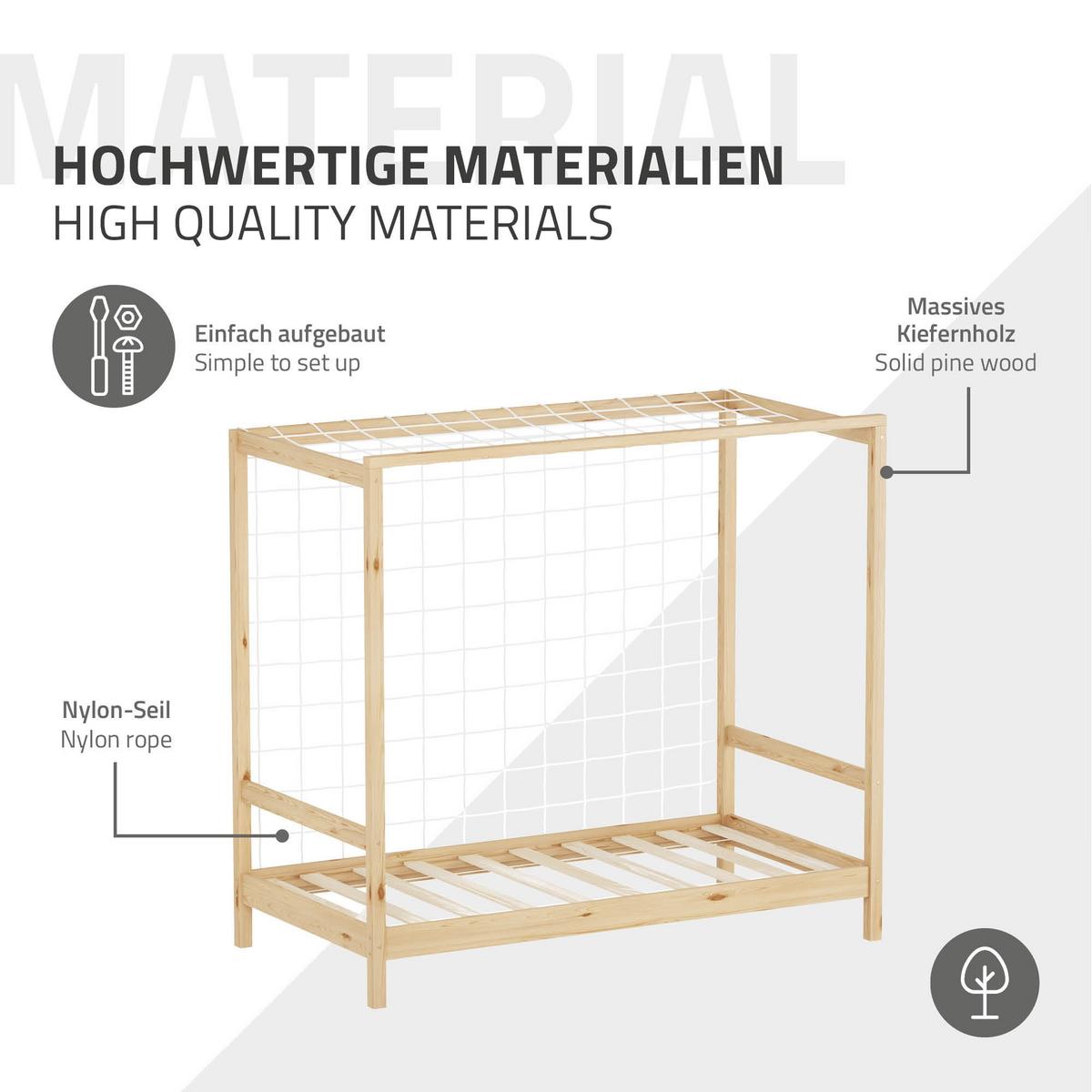 KINDERBETT Fußballtor 80x160 cm Natur - Hellbraun, Holz (80/160cm) - ML-DESIGN