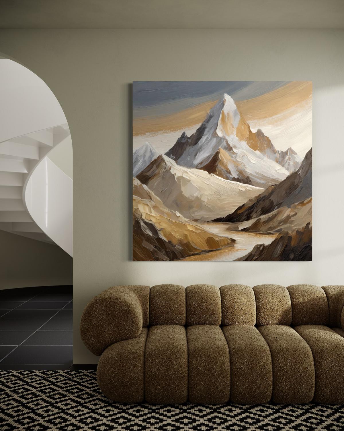 WANDBILD berge gemalte landschaft - Beige, Textil (40/40cm) - Feeby