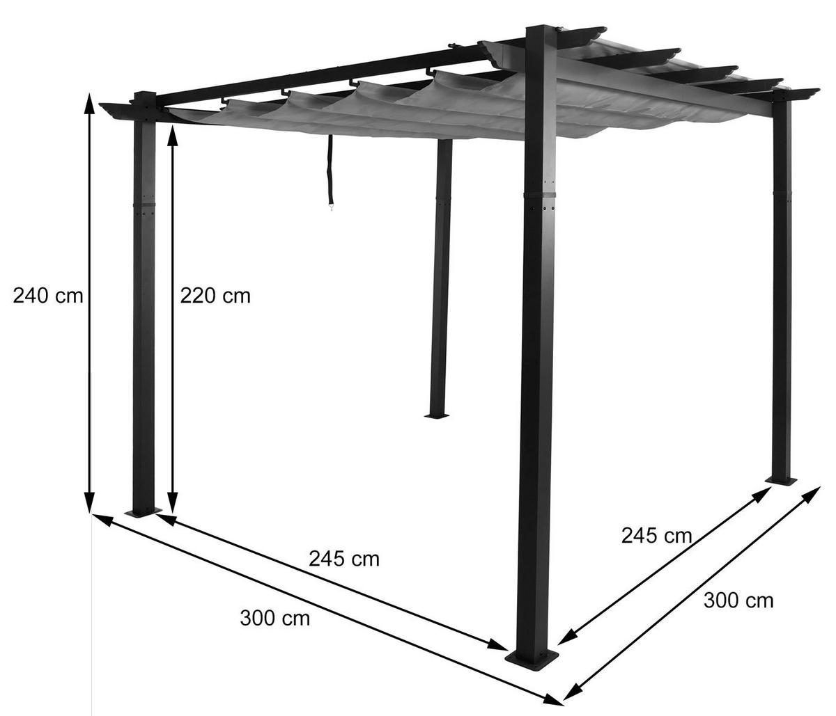 PERGOLA Grau - Grau, Textil (300/240/300cm) - MCW