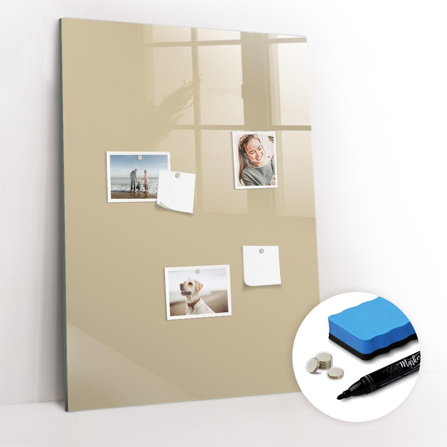 MAGNETTAFEL 70x100 Beige schwarzer Marker - Sandfarben, Glas (70/0.4/100cm) - TULUP