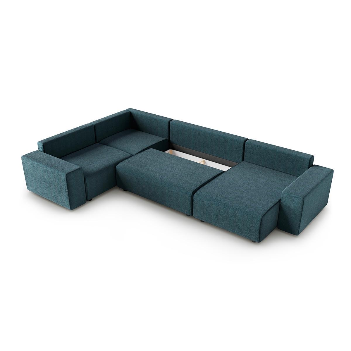 PANORAMASOFA Lorenzo 5 Sitzplätze Blau - Blau, Holz (378/85/236cm) - Petits-meubles