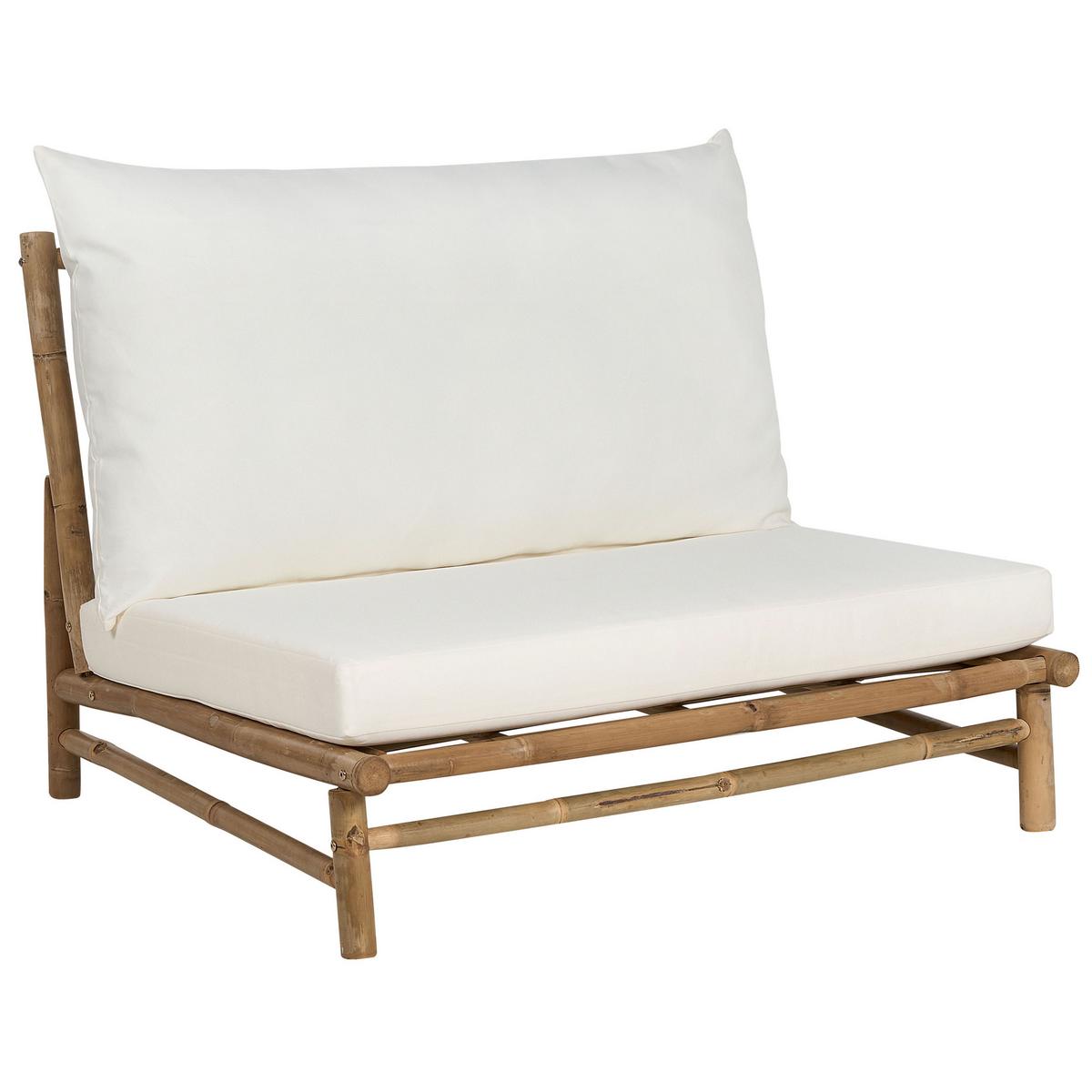 GARTENSESSEL 2er-Set Massivholz cremeweiß Todi - Hellbraun/Creme, Holz (102/74/85cm) - Beliani