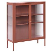 SIDEBOARD mit Glastüren Metall 90 cm Goldbraun Lerryn - Goldfarben, Metall (90/111/35cm) - Beliani