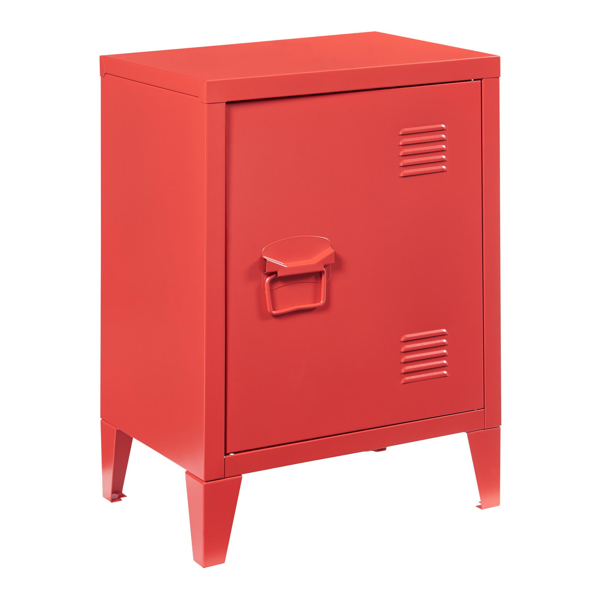 NACHTSCHRANK Inari - Rot, Metall (40/57/30cm) - [en.casa]
