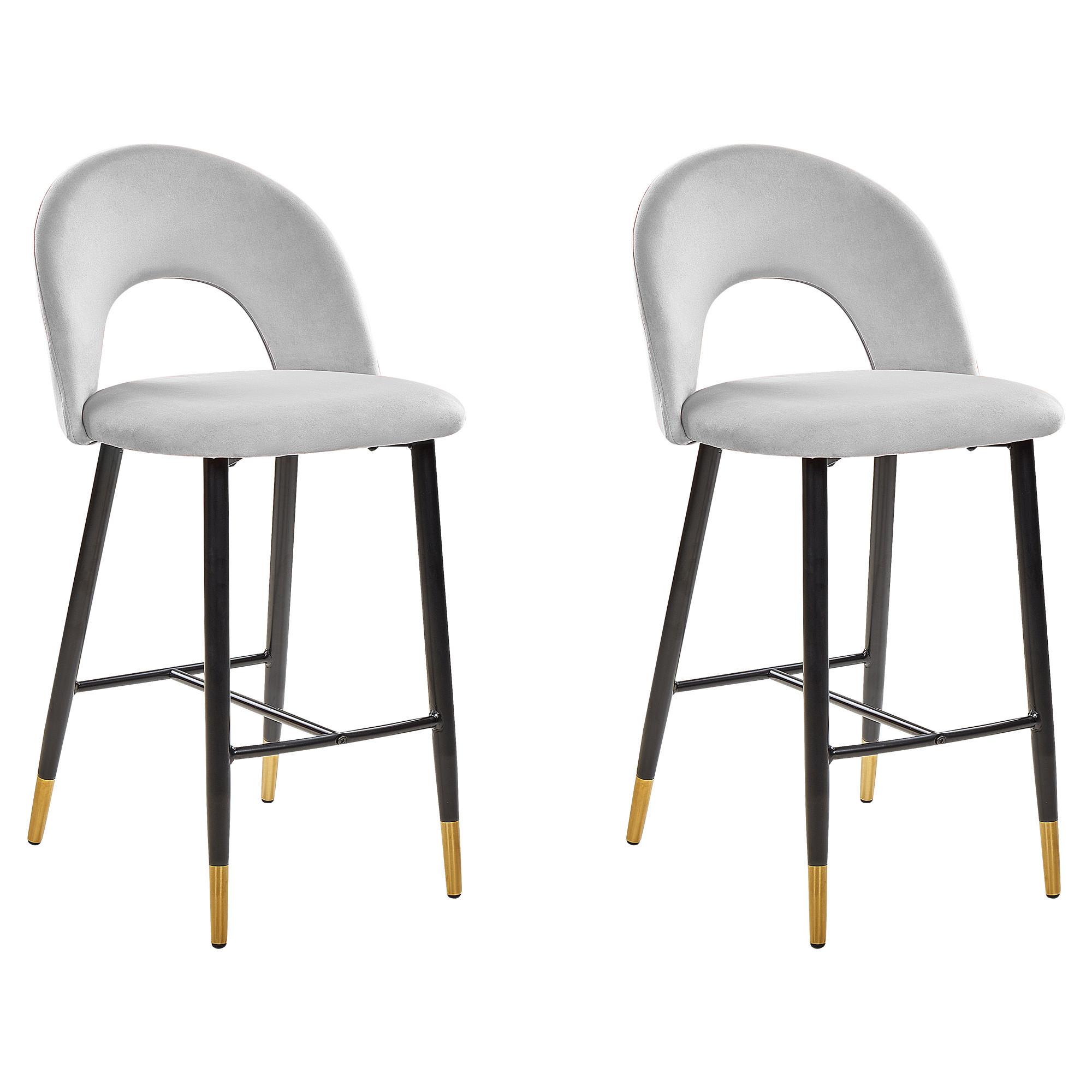 BARSTUHL 2er-Set Samtstoff Grau Falton - Grau, Textil/Metall (48/98/49cm) - Beliani