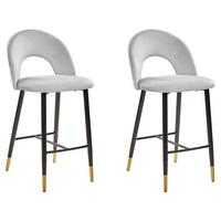 BARSTUHL 2er-Set Samtstoff Grau Falton - Grau, Textil/Metall (48/98/49cm) - Beliani