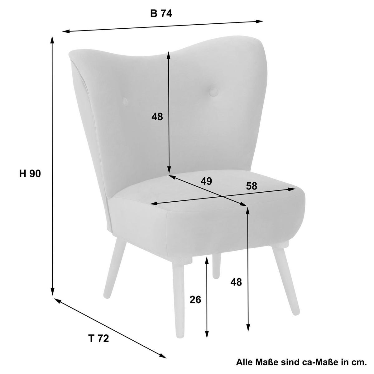 COCKTAILSESSEL Kayra Samtvelours rosé - Rosa, Kunststoff (72/90/74cm) - 58aufmkessel