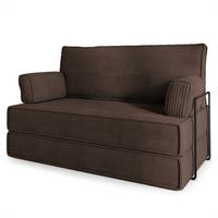 BETTSOFA LADIA aus Schaumstoff Kordstoff Braun Schlaffunktion - Braun, Textil (140/86/60cm) - MASSENO